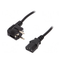 Cablu Alimentare 3x0,5mm2 cu Ștecăr în Unghi și Conector IEC C13 | Electronic-mag.ro | Componente Electronice