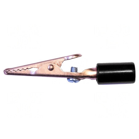 Bornă crocodil 10A max 7.9mm negru | Electronic-mag.ro | Componente Electronice