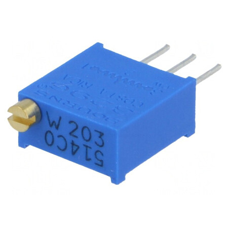 Potențiometru Multiturn 20kΩ 500mW THT ±10% | Electronic-mag.ro | Componente Electronice