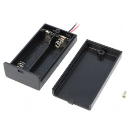 Suport pentru 2 baterii AA R6 cu cabluri de 150mm | Electronic-mag.ro | Componente Electronice