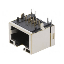 Soclu RJ45 8P8C Aurit pentru PCB THT | Electronic-mag.ro | Componente Electronice
