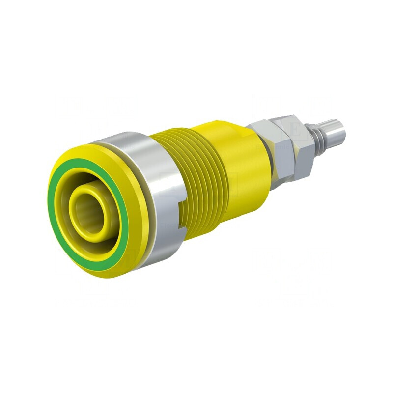 Soclu banană 4mm 32A galben-verde nichelat | Electronic-mag.ro | Componente Electronice