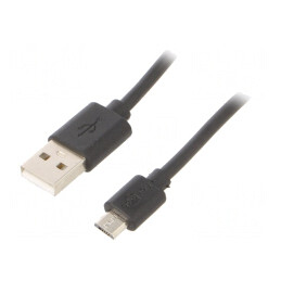 Cablu USB 2.0 A la Micro B 1m Negru | Electronic-mag.ro | Componente Electronice