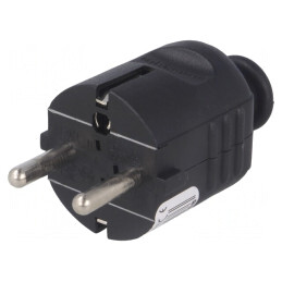 Conector Alimentare AC Mufă 2P PE 230VAC 16A Negru | Electronic-mag.ro | Componente Electronice