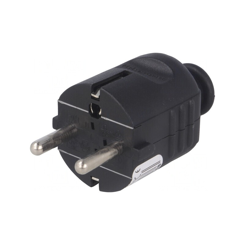 Conector Alimentare AC Mufă 2P PE 230VAC 16A Negru | Electronic-mag.ro | Componente Electronice