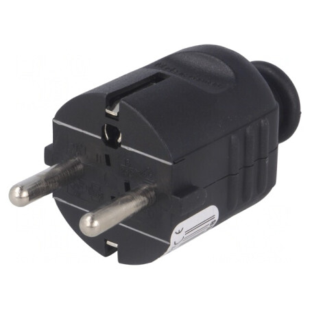 Conector Alimentare AC Mufă 2P PE 230VAC 16A Negru | Electronic-mag.ro | Componente Electronice