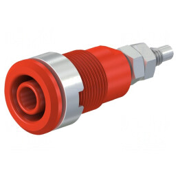 Soclu Banană 4mm 32A 1kV Roșu Nichelat Alamă | Electronic-mag.ro | Componente Electronice