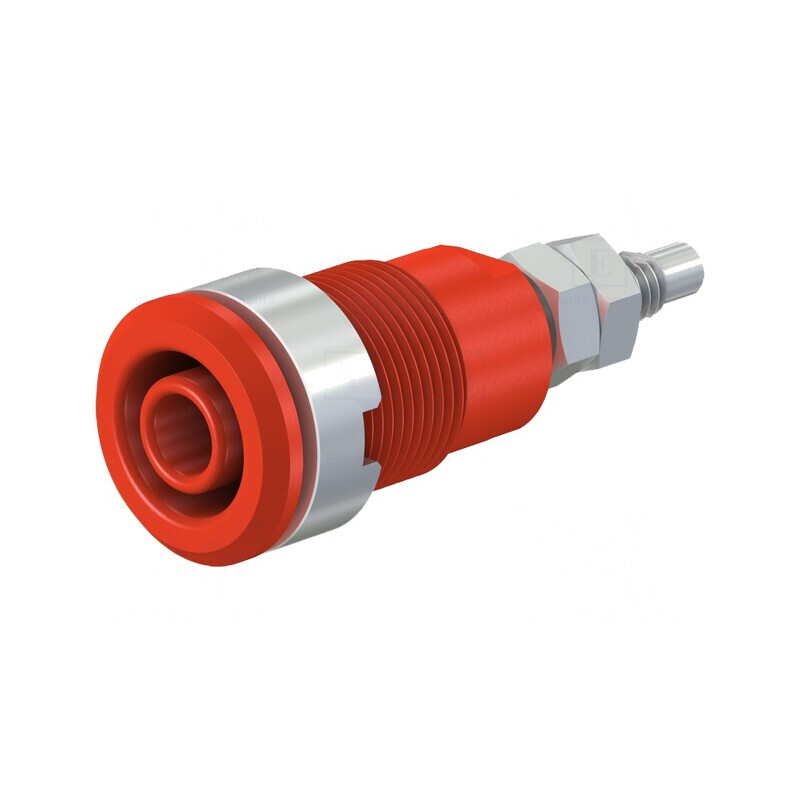 Soclu Banană 4mm 32A 1kV Roșu Nichelat Alamă | Electronic-mag.ro | Componente Electronice