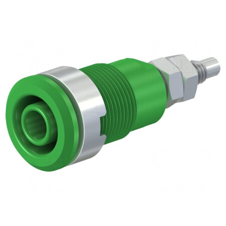 Soclu banană verde 4mm 32A 1kV alamă nichelată | Electronic-mag.ro | Componente Electronice
