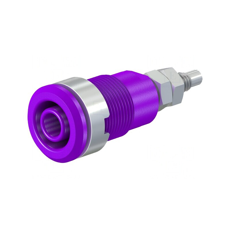 Soclu banană 4mm 32A 1kV violet nichelat alamă | Electronic-mag.ro | Componente Electronice