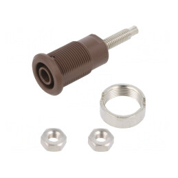 Soclu banană 4mm 32A maro nichelat 1kV | Electronic-mag.ro | Componente Electronice
