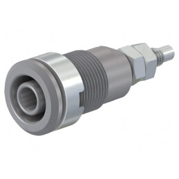 Soclu Banană 4mm 32A Gri Nichelat | Electronic-mag.ro | Componente Electronice
