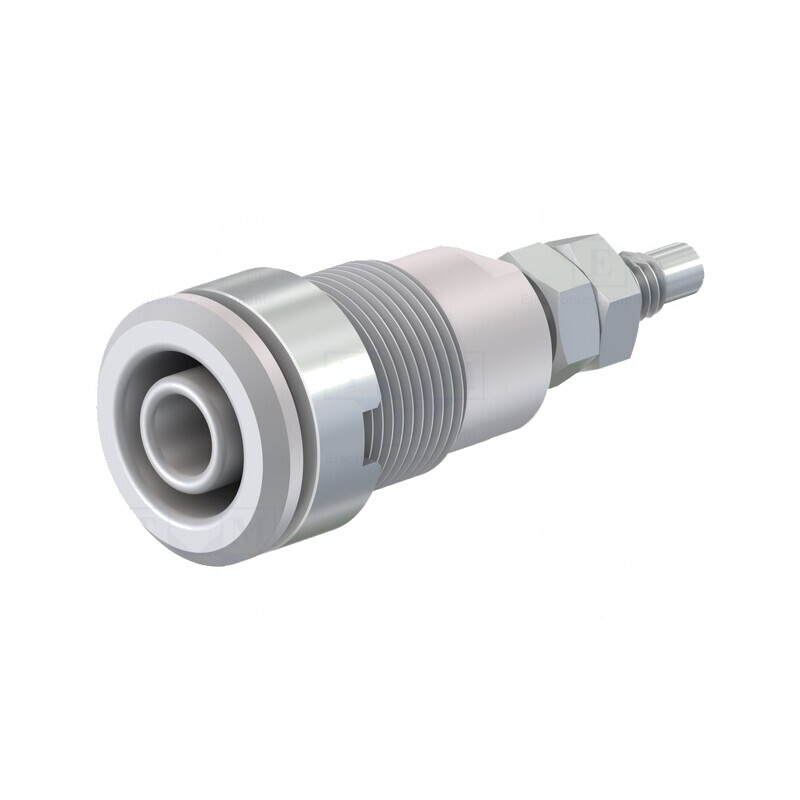 Soclu Banană 4mm 32A 1kV Alb Nichelat Alamă | Electronic-mag.ro | Componente Electronice