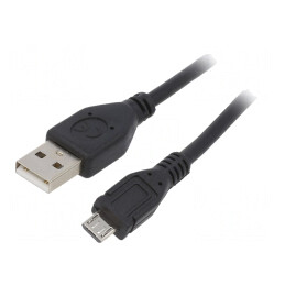 Cablu USB 2.0 A la Micro B 3m Negru Aurit | Electronic-mag.ro | Componente Electronice