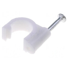 Suport cablu rotund alb cu cui 100 buc | Electronic-mag.ro | Componente Electronice