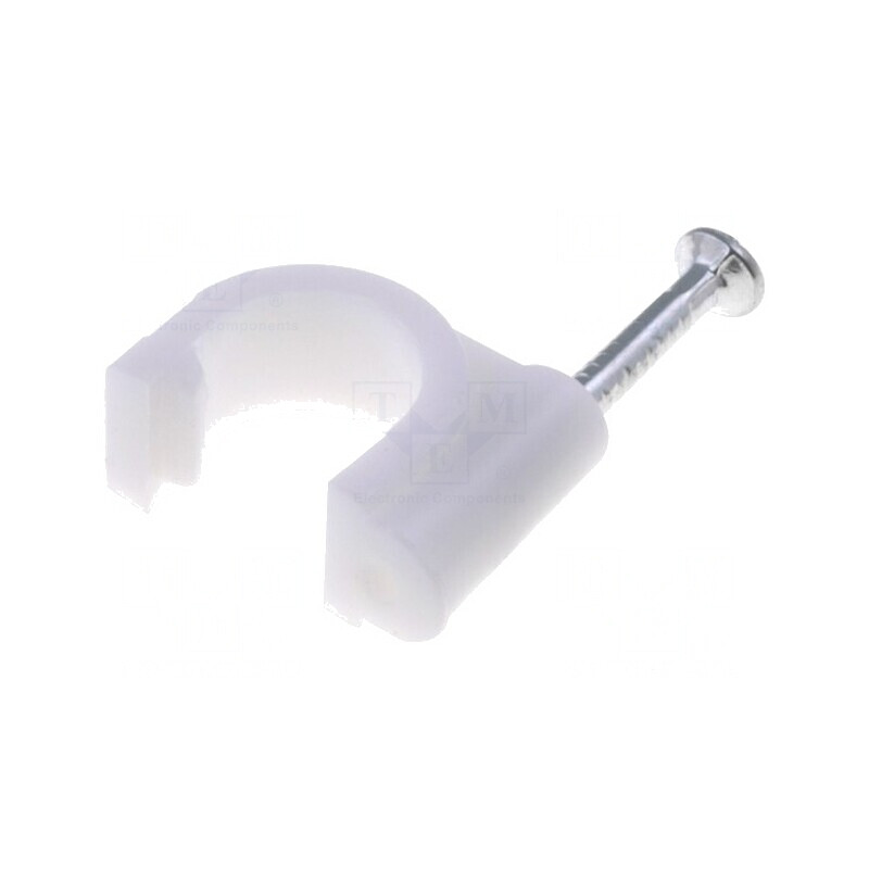 Suport cablu rotund alb cu cui 100 buc | Electronic-mag.ro | Componente Electronice