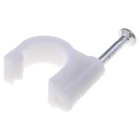 Suport cablu rotund alb cu cui 100 buc | Electronic-mag.ro | Componente Electronice