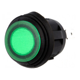 Comutator Rocker Verde ON-OFF 10A/250VAC IP65 cu Lampă Neon | Electronic-mag.ro | Componente Electronice