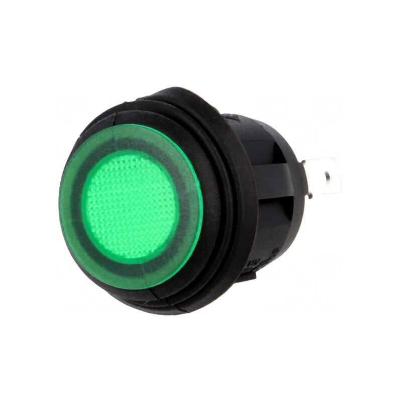 Comutator Rocker Verde ON-OFF 10A/250VAC IP65 cu Lampă Neon | Electronic-mag.ro | Componente Electronice