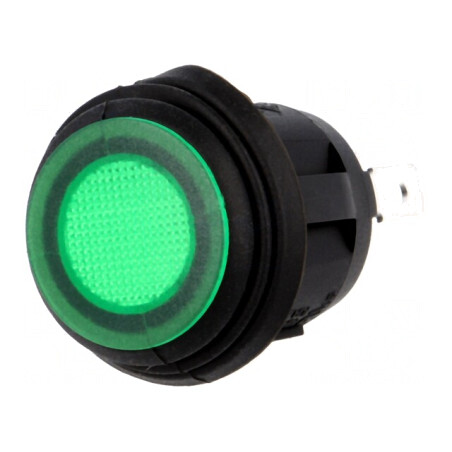 Comutator Rocker Verde ON-OFF 10A/250VAC IP65 cu Lampă Neon | Electronic-mag.ro | Componente Electronice