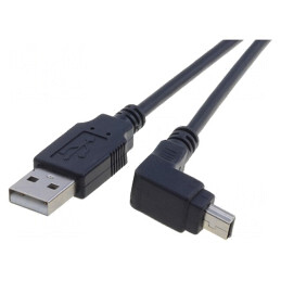 Cablu USB 2.0 A la Mini B în unghi 1,8m Negru | Electronic-mag.ro | Componente Electronice
