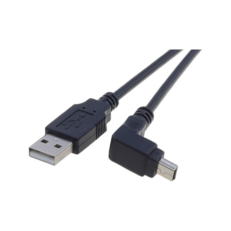 Cablu USB 2.0 A la Mini B în unghi 1,8m Negru | Electronic-mag.ro | Componente Electronice