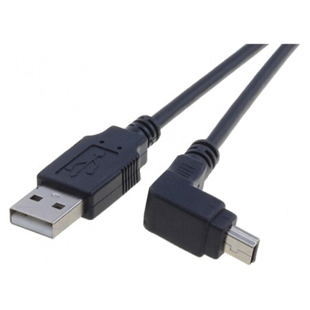 Cablu USB 2.0 A la Mini B în unghi 1,8m Negru | Electronic-mag.ro | Componente Electronice