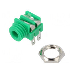 Soclu Jack 3,5mm Mono Verde 2 Piste Unghi 90° | Electronic-mag.ro | Componente Electronice