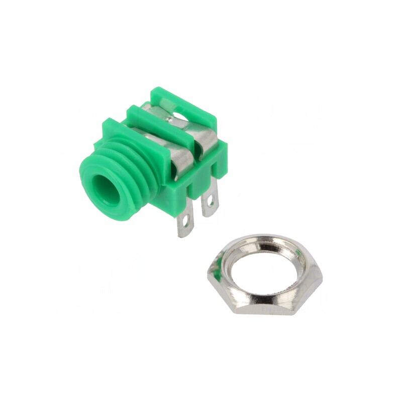 Soclu Jack 3,5mm Mono Verde 2 Piste Unghi 90° | Electronic-mag.ro | Componente Electronice