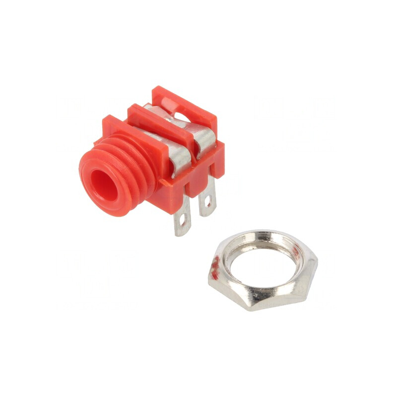Soclu Jack 3.5mm Mamă Mono 90° Lipire Roșu | Electronic-mag.ro | Componente Electronice