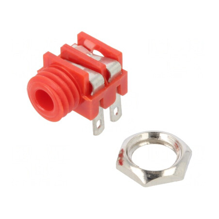 Soclu Jack 3.5mm Mamă Mono 90° Lipire Roșu | Electronic-mag.ro | Componente Electronice