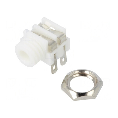 Soclu Jack 3,5mm Mono 90° Alb | Electronic-mag.ro | Componente Electronice