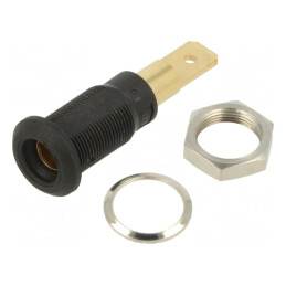 Soclu Banană 4mm Negru Aurit pentru Panou | Electronic-mag.ro | Componente Electronice