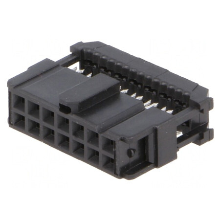 Mufă IDC Mamă 14 Pin Aurit Negru pentru Cablu-Bandă 1,27mm | Electronic-mag.ro | Componente Electronice