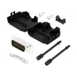 D-Sub 15-Pin Mufă Tată Lipire pe Cablu Set Complet | Electronic-mag.ro | Componente Electronice