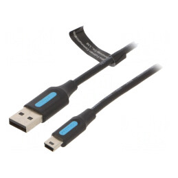 Cablu USB 2.0 A la Mini B 1m Negru | Electronic-mag.ro | Componente Electronice