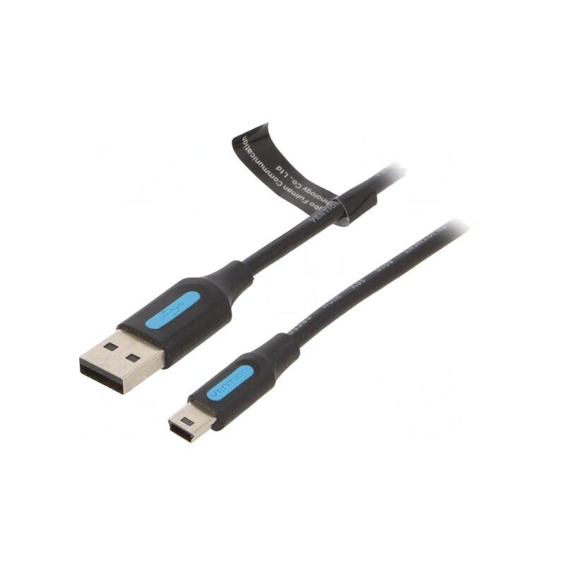 Cablu USB 2.0 A la Mini B 1m Negru | Electronic-mag.ro | Componente Electronice