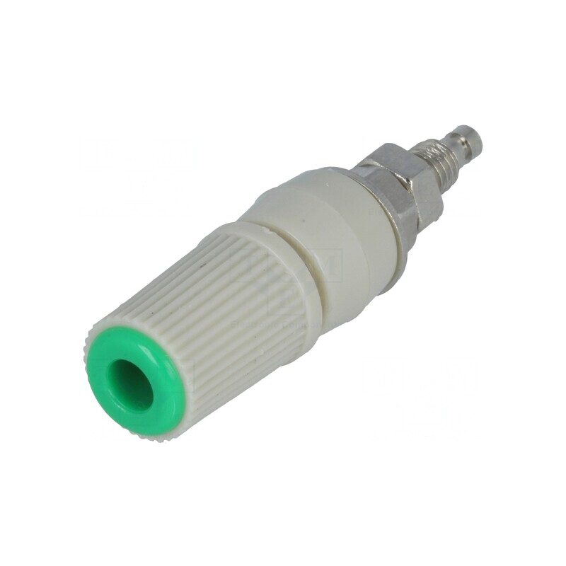 Soclu banană verde 4mm 24A nichelat pe panou | Electronic-mag.ro | Componente Electronice