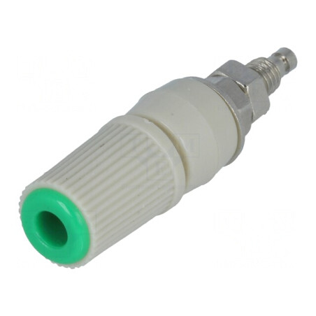 Soclu banană verde 4mm 24A nichelat pe panou | Electronic-mag.ro | Componente Electronice