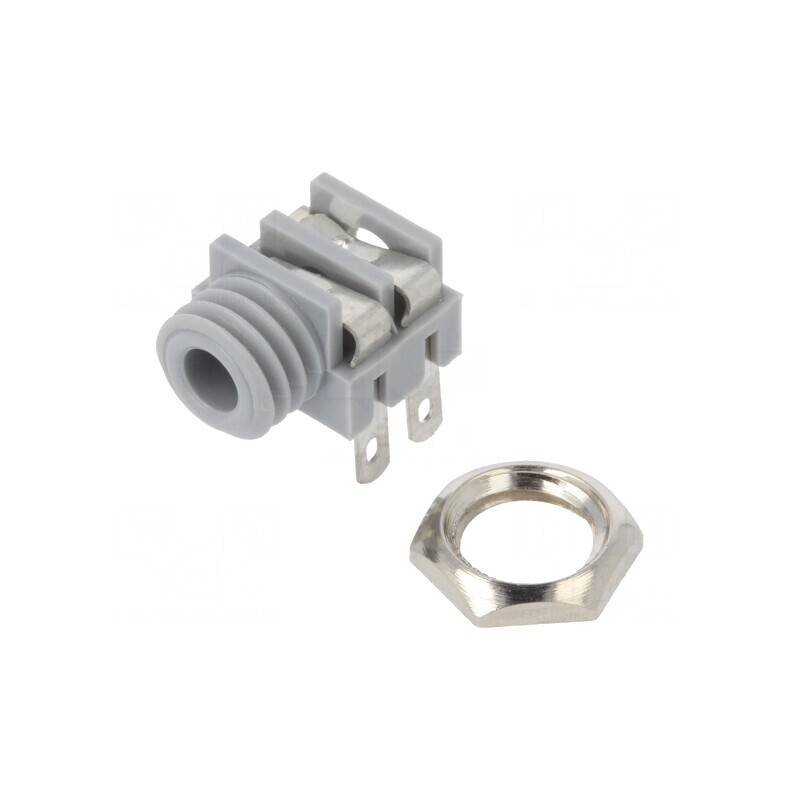 Soclu Jack 3,5mm Mono Unghi 90° Gri | Electronic-mag.ro | Componente Electronice