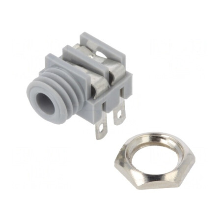 Soclu Jack 3,5mm Mono Unghi 90° Gri | Electronic-mag.ro | Componente Electronice