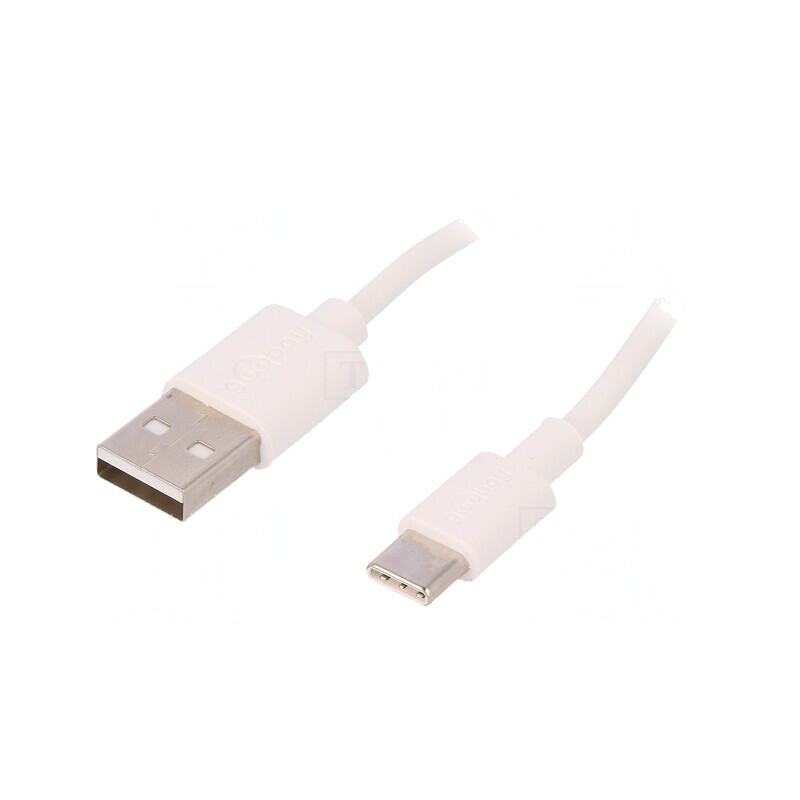 Cablu USB 2.0 USB-A la USB-C 0.5m Alb 480Mbps | Electronic-mag.ro | Componente Electronice