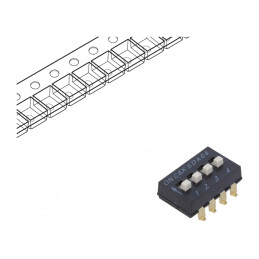 Comutator DIP-SWITCH 4 Secțiuni OFF-ON 0.025A 24VDC | Electronic-mag.ro | Componente Electronice