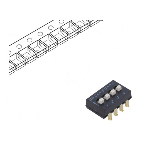 Comutator DIP-SWITCH 4 Secțiuni OFF-ON 0.025A 24VDC | Electronic-mag.ro | Componente Electronice