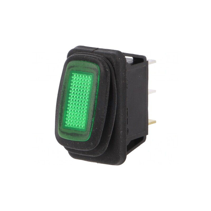 Comutator Basculant Verde ON-OFF 16A 12V IP65 LED | Electronic-mag.ro | Componente Electronice