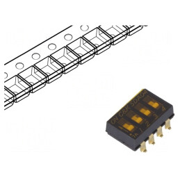 Comutator DIP-SWITCH 4 Secțiuni OFF-ON 0,025A 24VDC | Electronic-mag.ro | Componente Electronice