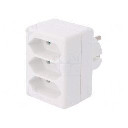 Conector alimentare AC splitter 2P alb rotund/plat | Electronic-mag.ro | Componente Electronice