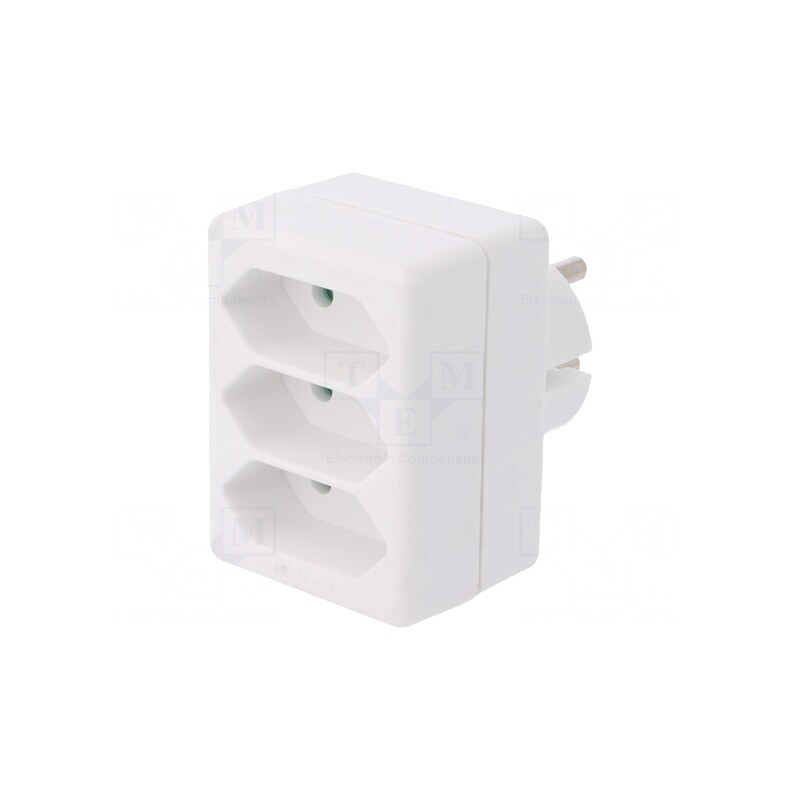 Conector alimentare AC splitter 2P alb rotund/plat | Electronic-mag.ro | Componente Electronice