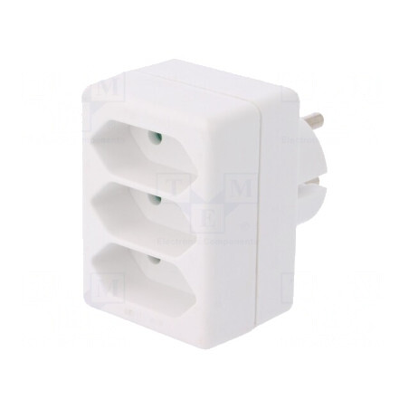 Conector alimentare AC splitter 2P alb rotund/plat | Electronic-mag.ro | Componente Electronice