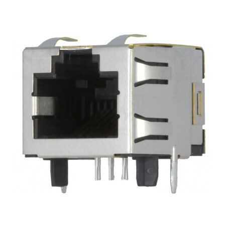 Soclu RJ45 Cat 5e Ecranat pentru PCB THT 8P8C | Electronic-mag.ro | Componente Electronice